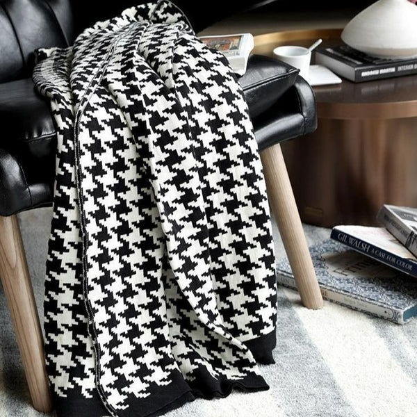 Classic Pied De Poule Throw Blanket -- Delicors