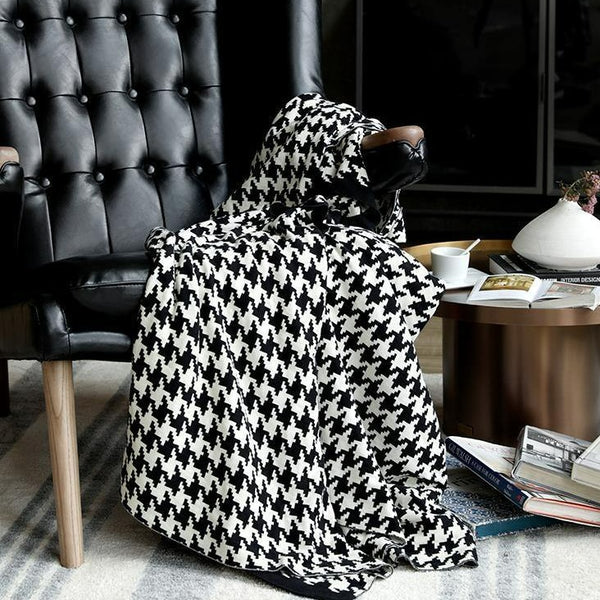 Classic Pied De Poule Throw Blanket -- Delicors