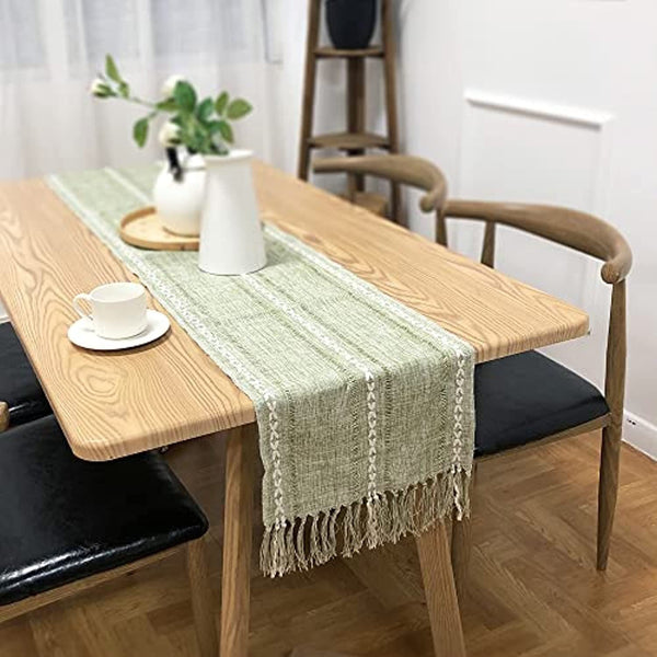 Cloudy Day Tassel Table Runner Collection -Table Runner- Delicors