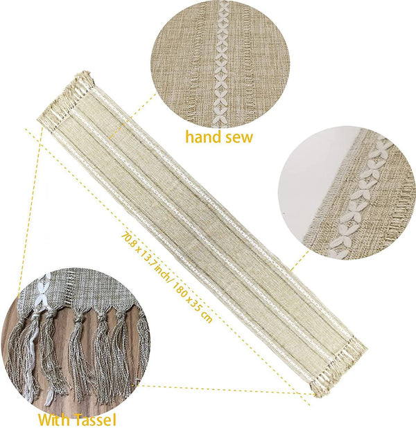 Cloudy Day Tassel Table Runner Collection -Table Runner- Delicors