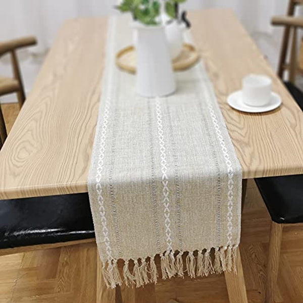 Cloudy Day Tassel Table Runner Collection -Table Runner- Delicors