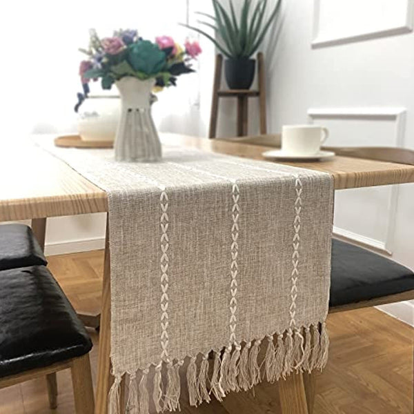 Cloudy Day Tassel Table Runner Collection -Table Runner- Delicors