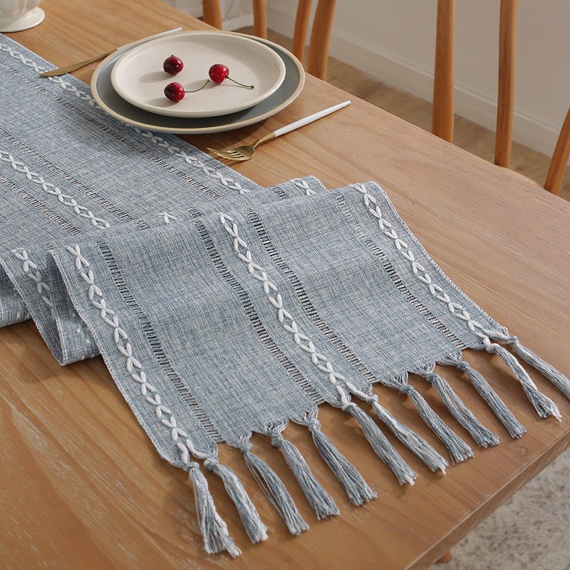Cloudy Day Tassel Table Runner Collection -Table Runner- Delicors
