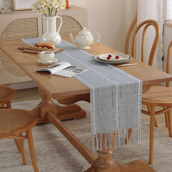 Cloudy Day Tassel Table Runner Collection -Table Runner- Delicors
