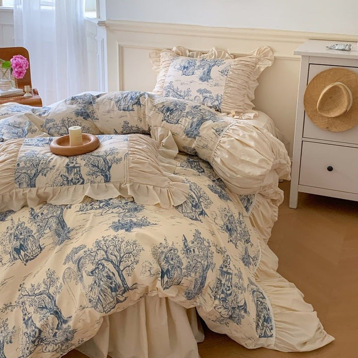Courtly Blue Quilt Cover Set -Bedding- Delicors