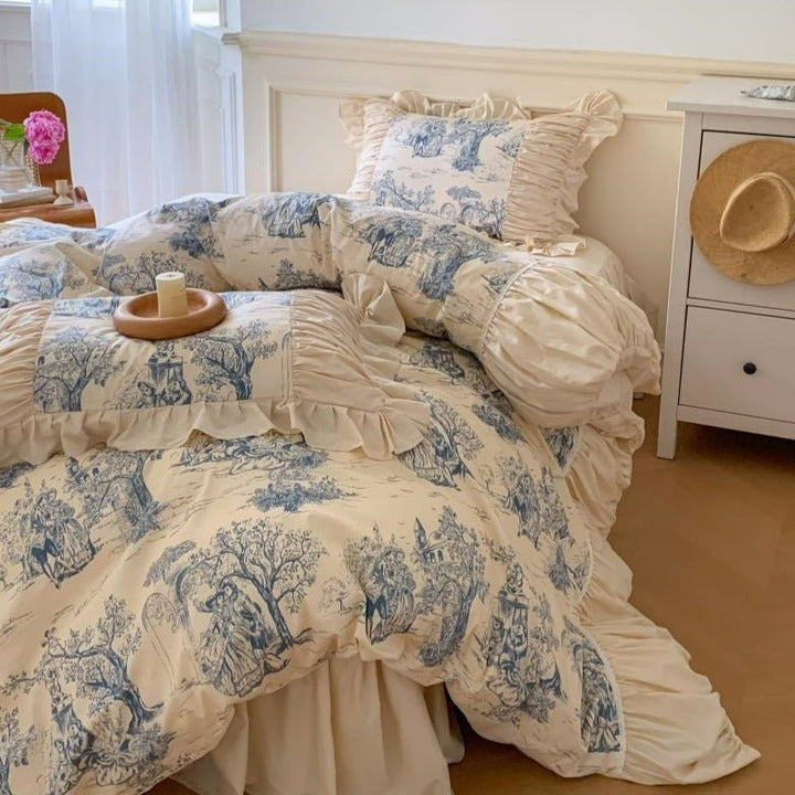 Courtly Blue Quilt Cover Set -Bedding- Delicors