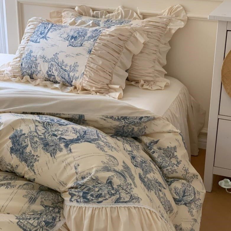 Courtly Blue Quilt Cover Set -Bedding- Delicors
