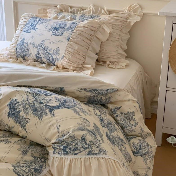 Courtly Blue Quilt Cover Set -Bedding- Delicors