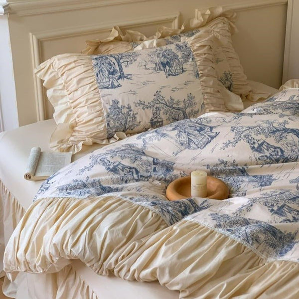 Courtly Blue Quilt Cover Set -Bedding- Delicors