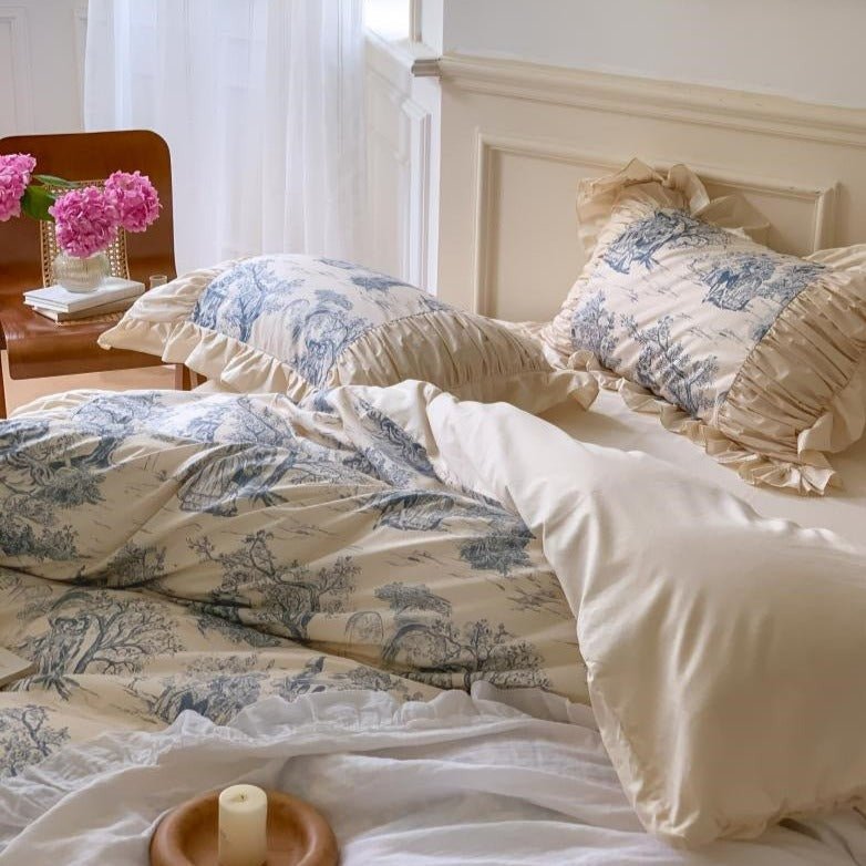 Courtly Blue Quilt Cover Set -Bedding- Delicors