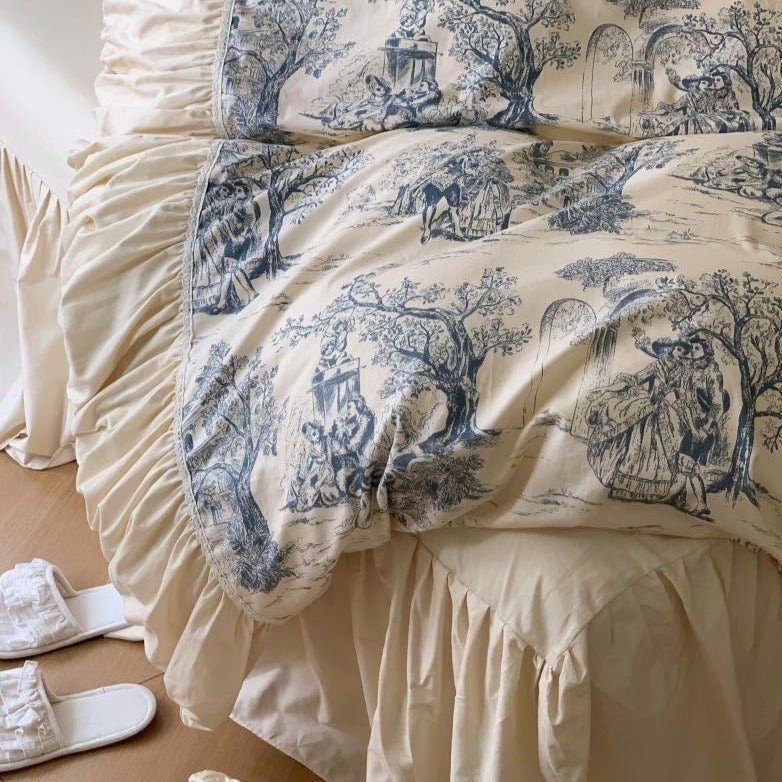 Courtly Blue Quilt Cover Set -Bedding- Delicors