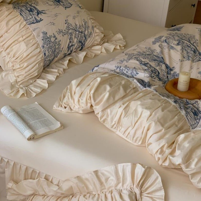 Courtly Blue Quilt Cover Set -Bedding- Delicors