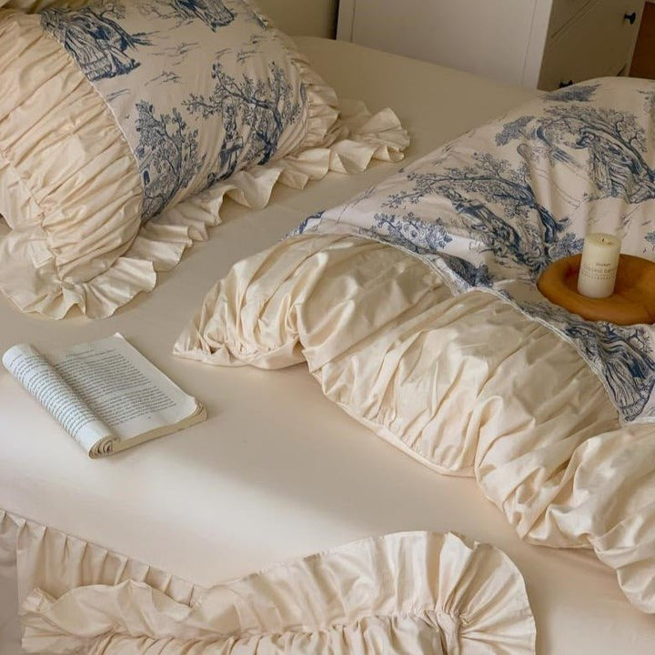 Courtly Blue Quilt Cover Set -Bedding- Delicors