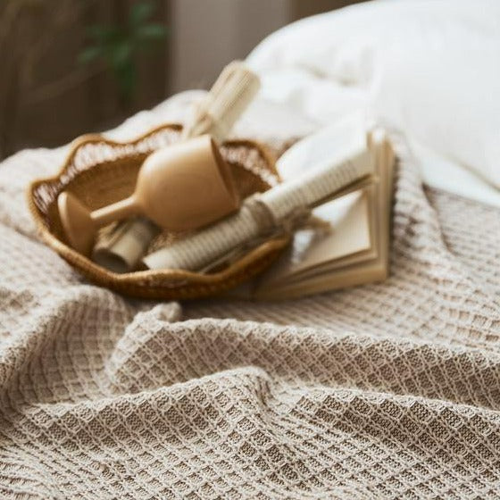 Cream Waffle Throw -- Delicors