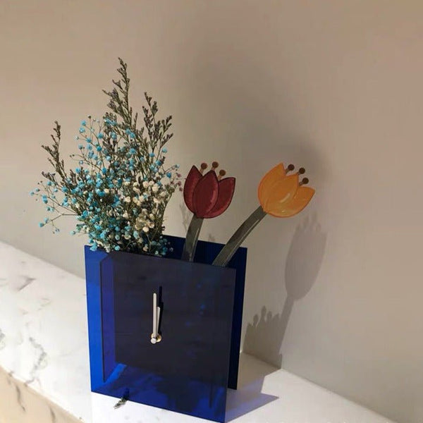 Deep Blue Clock Vase -Vase- Delicors