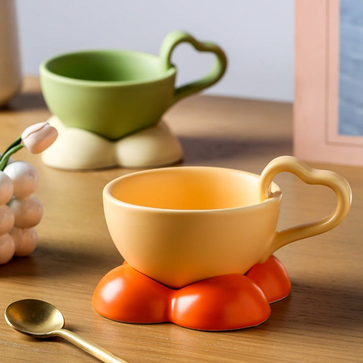 Big Heart Ceramic Teacup Set