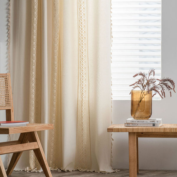 Fiore Di Latte Beige Curtain -- Delicors