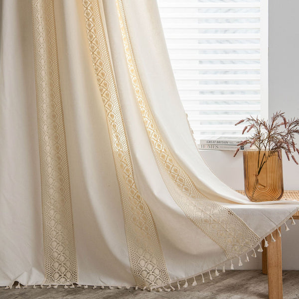 Fiore Di Latte Beige Curtain -- Delicors