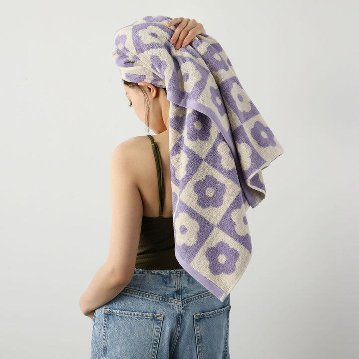 Floral Checkered Towel Collection -Towel- Delicors