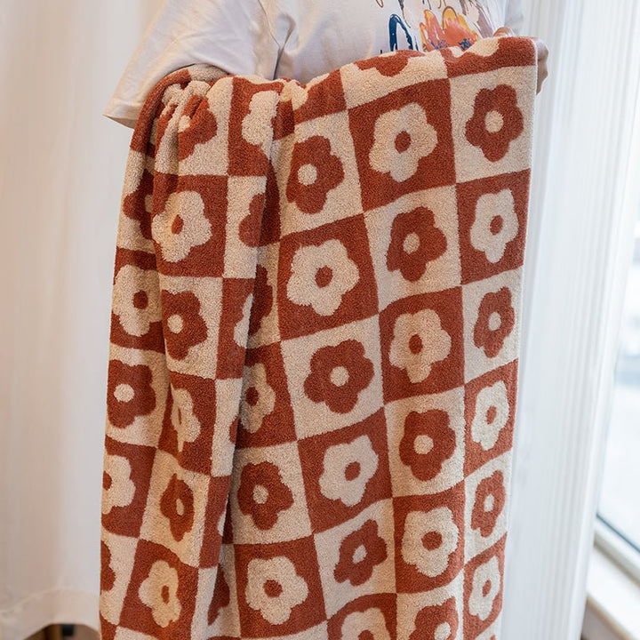 Floral Checkered Towel Collection -Towel- Delicors
