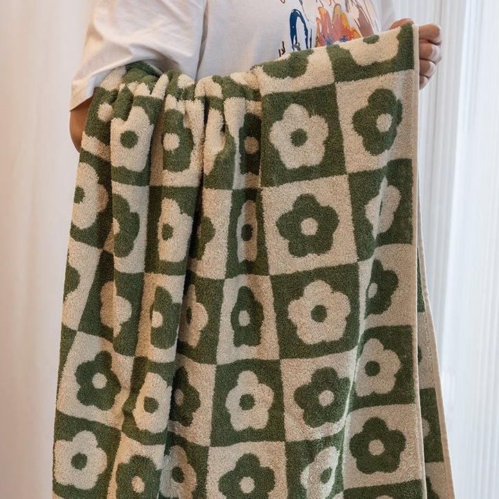 Floral Checkered Towel Collection -Towel- Delicors
