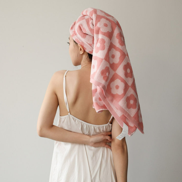 Floral Checkered Towel Collection -Towel- Delicors