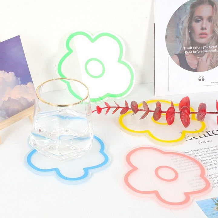 Flower Petal Transparent Acrylic Coasters Collection -- Delicors