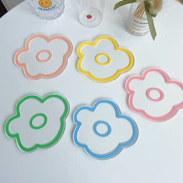 Flower Petal Transparent Acrylic Coasters Collection -- Delicors
