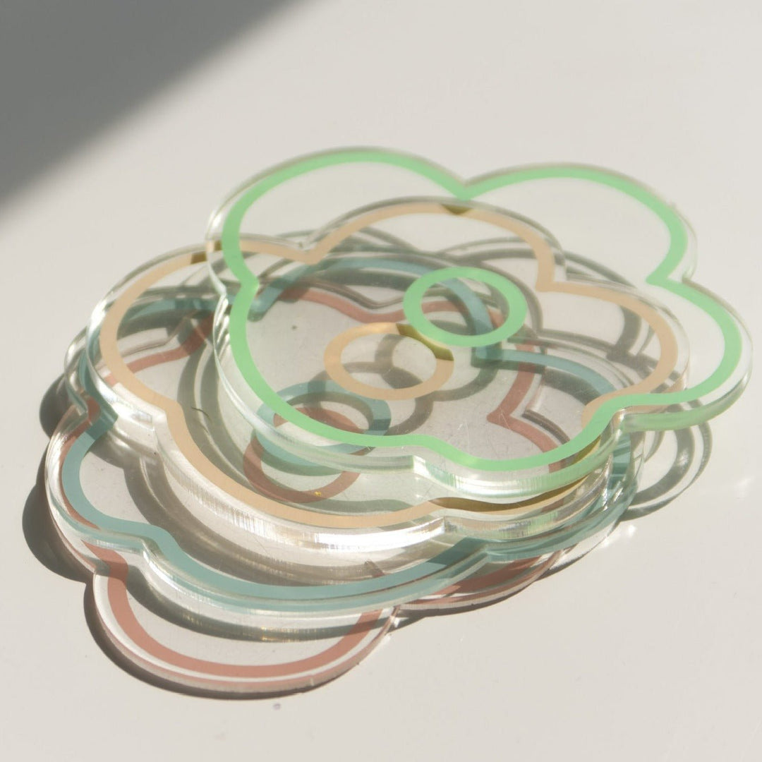 Flower Petal Transparent Acrylic Coasters Collection -- Delicors