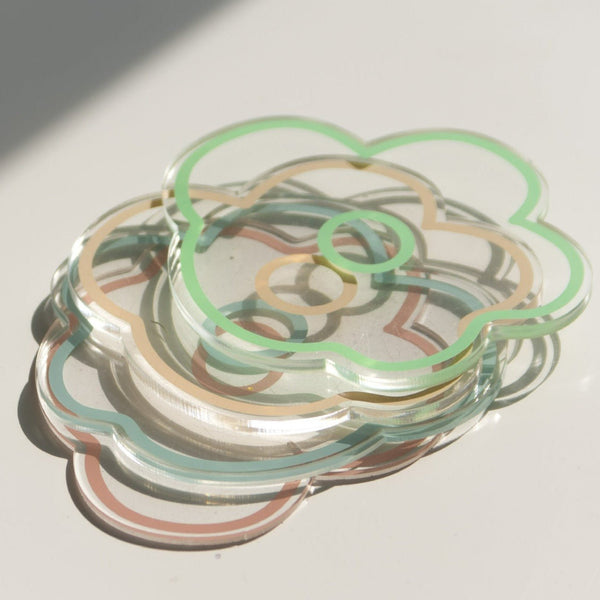 Flower Petal Transparent Acrylic Coasters Collection -- Delicors
