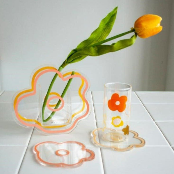 Flower Petal Transparent Acrylic Coasters Collection -- Delicors