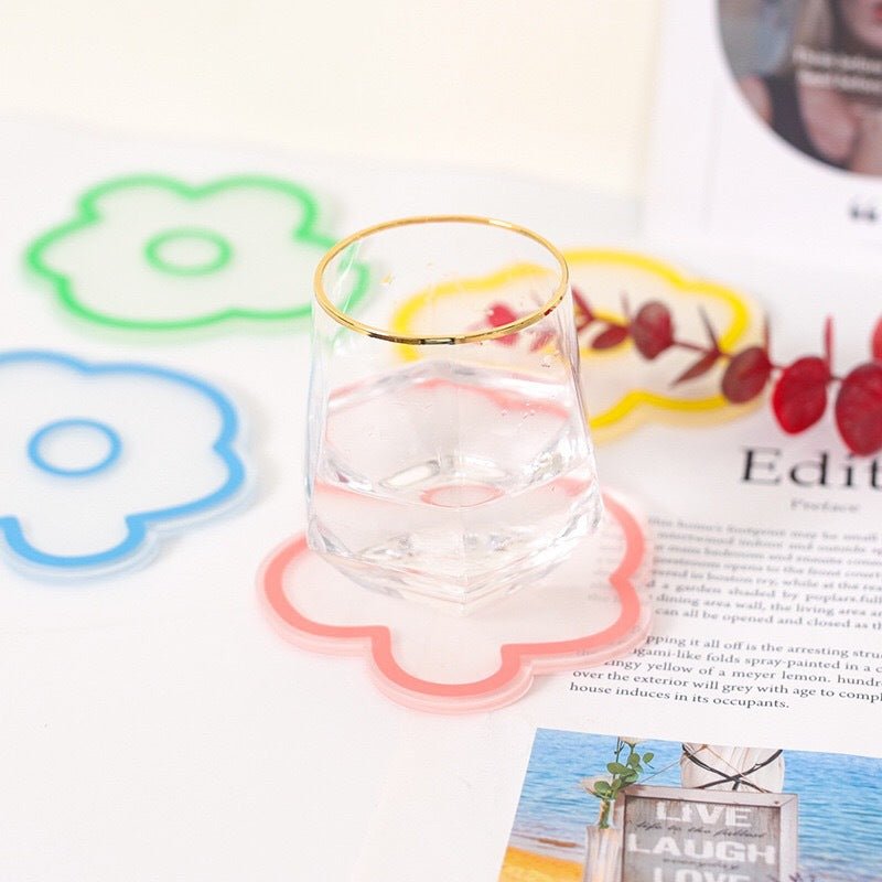 Flower Petal Transparent Acrylic Coasters Collection -- Delicors