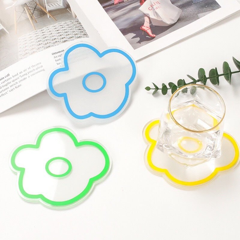 Flower Petal Transparent Acrylic Coasters Collection -- Delicors