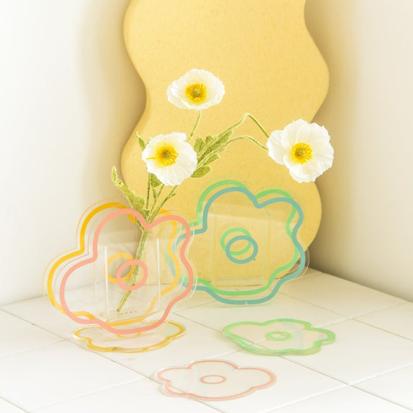 Flower Petal Transparent Acrylic Coasters Collection -- Delicors