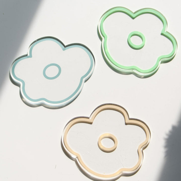 Flower Petal Transparent Acrylic Coasters Collection -- Delicors