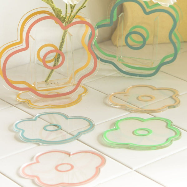 Flower Petal Transparent Acrylic Coasters Collection -- Delicors