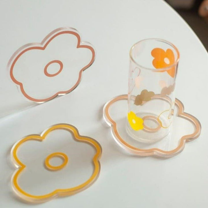 Flower Petal Transparent Acrylic Coasters Collection -- Delicors