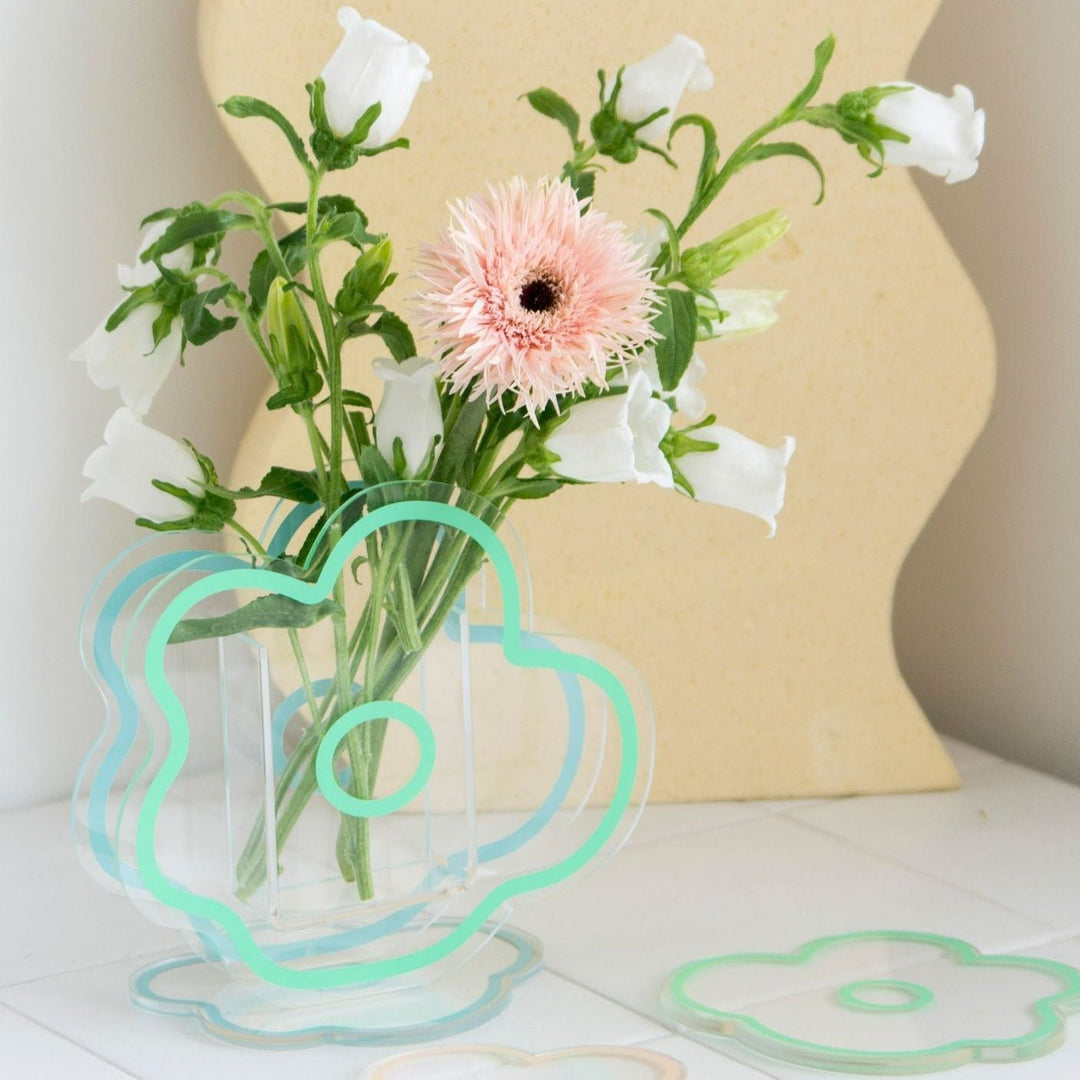 Flower Petal Transparent Acrylic Vase -- Delicors