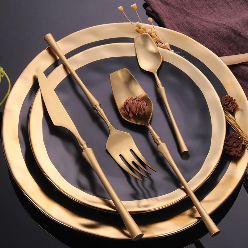 Gold Roman Pillar Cutlery Set -- Delicors
