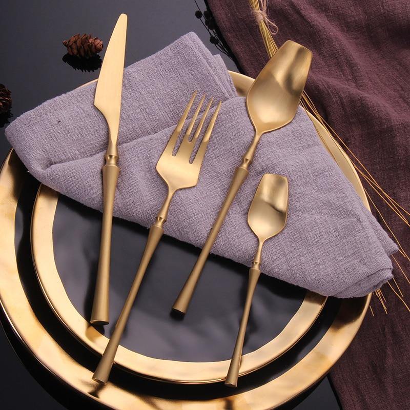 Gold Roman Pillar Cutlery Set -- Delicors