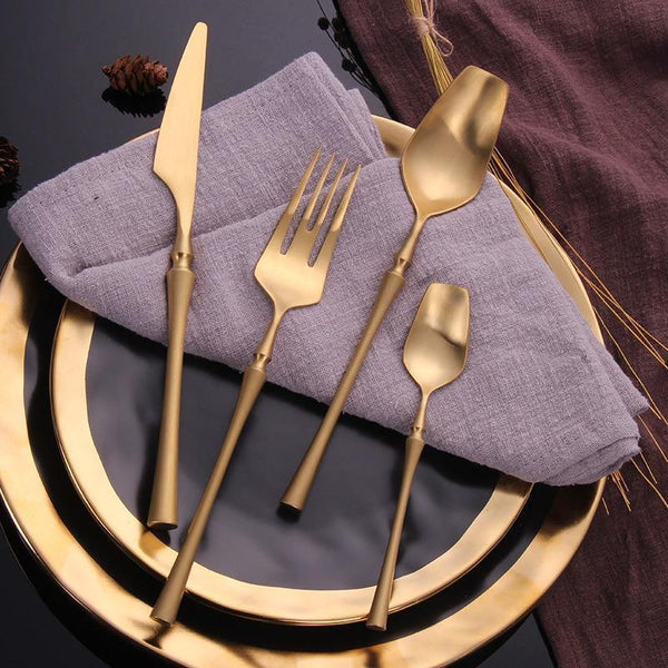 Gold Roman Pillar Cutlery Set -- Delicors
