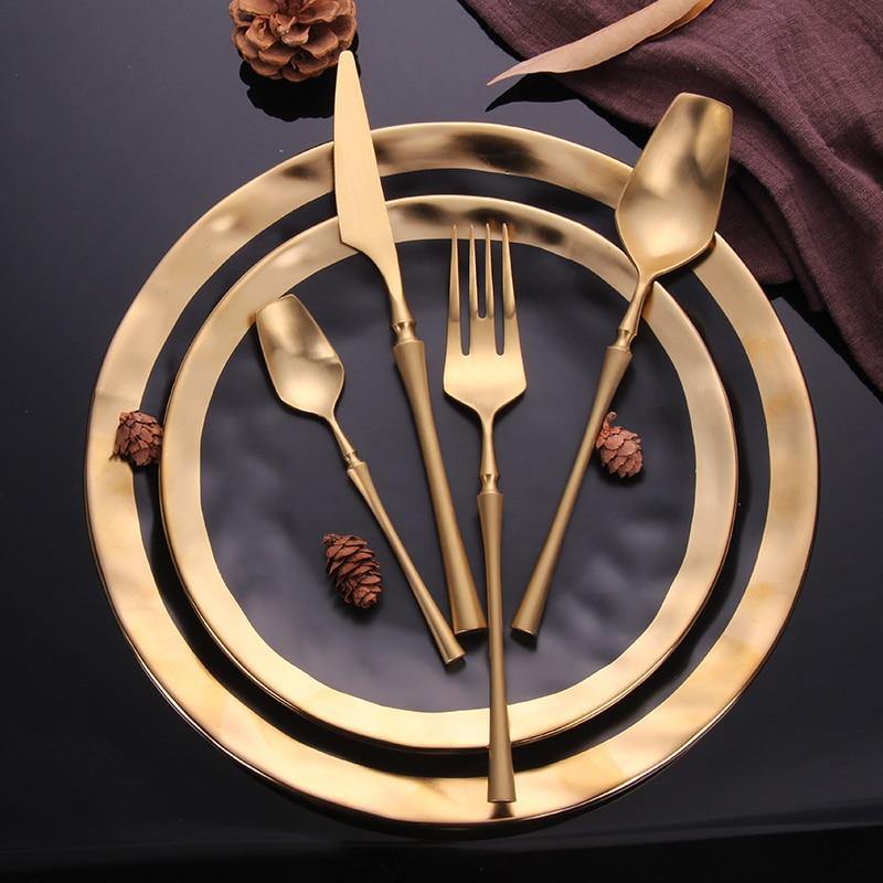Gold Roman Pillar Cutlery Set -- Delicors