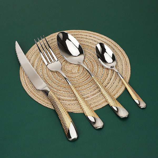 Honeycomb Grooved Stainless Steel Cutlery Set -Cutlery- Delicors