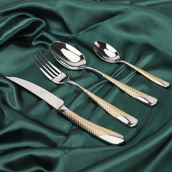 Honeycomb Grooved Stainless Steel Cutlery Set -Cutlery- Delicors