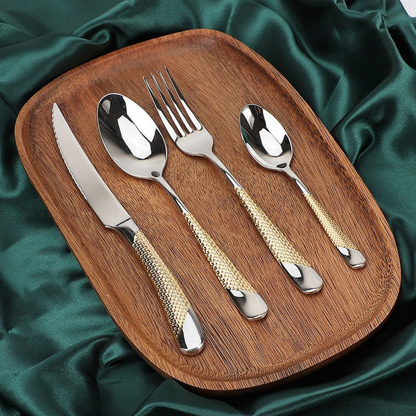 Honeycomb Grooved Stainless Steel Cutlery Set -Cutlery- Delicors