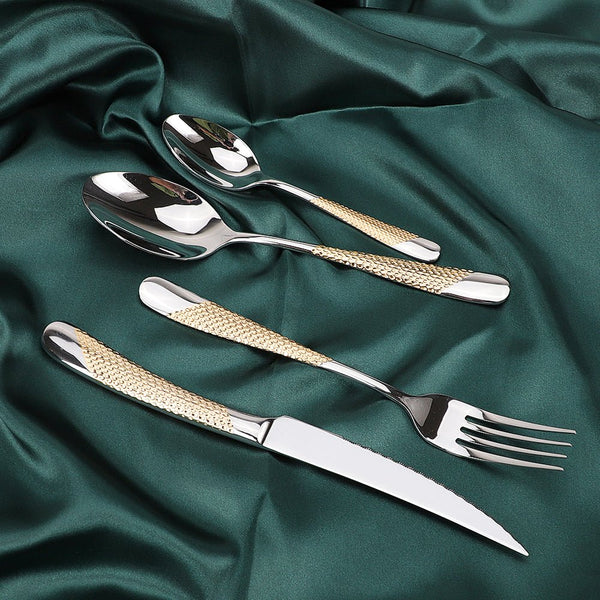Honeycomb Grooved Stainless Steel Cutlery Set -Cutlery- Delicors