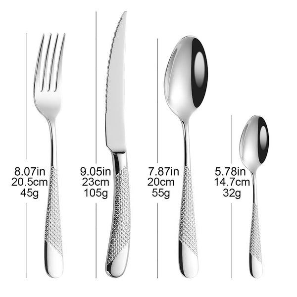 Honeycomb Grooved Stainless Steel Cutlery Set -Cutlery- Delicors