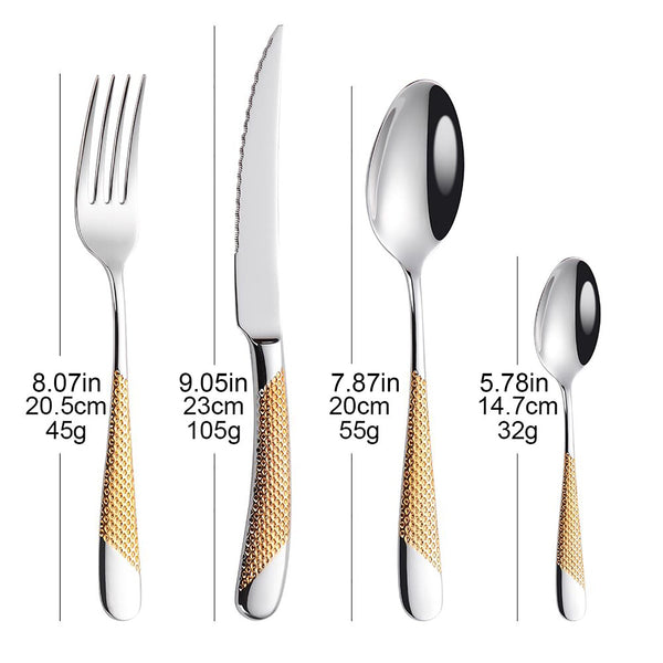 Honeycomb Grooved Stainless Steel Cutlery Set -Cutlery- Delicors