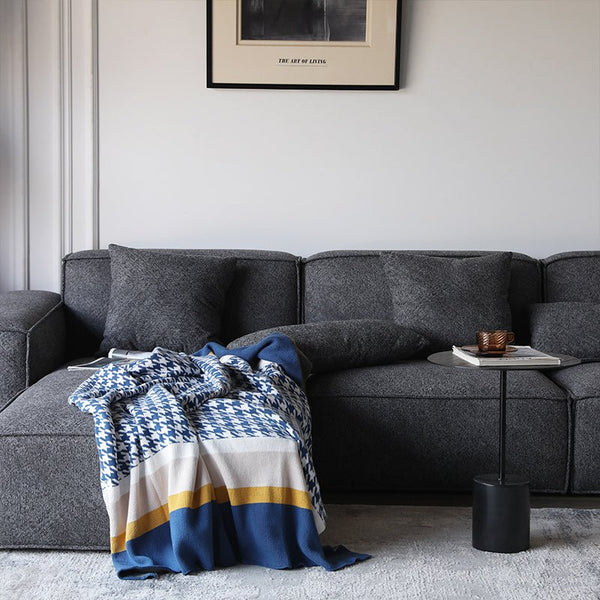 Houndstooth Striped Blanket -Throw- Delicors