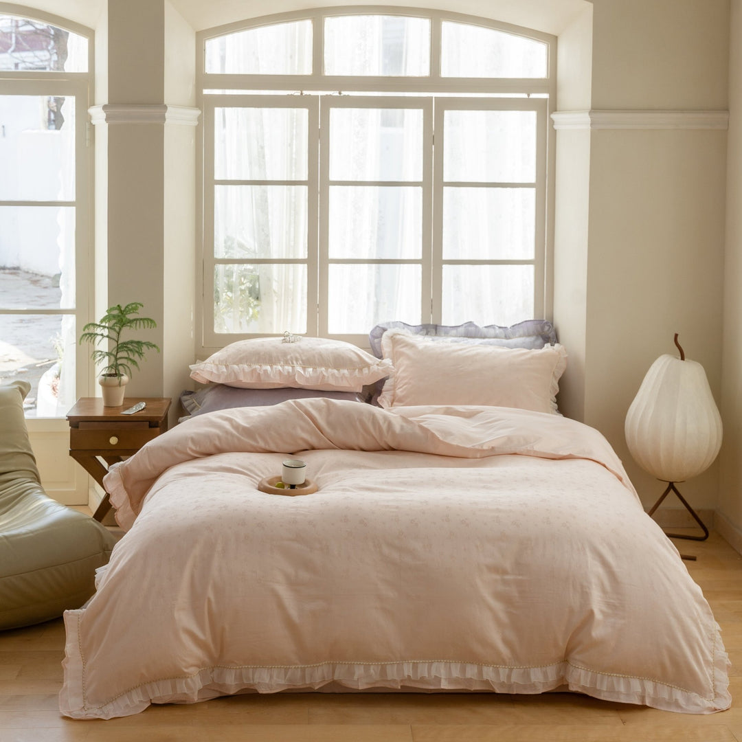 Jacquard Rose Lace Bedding -Bedding- Delicors